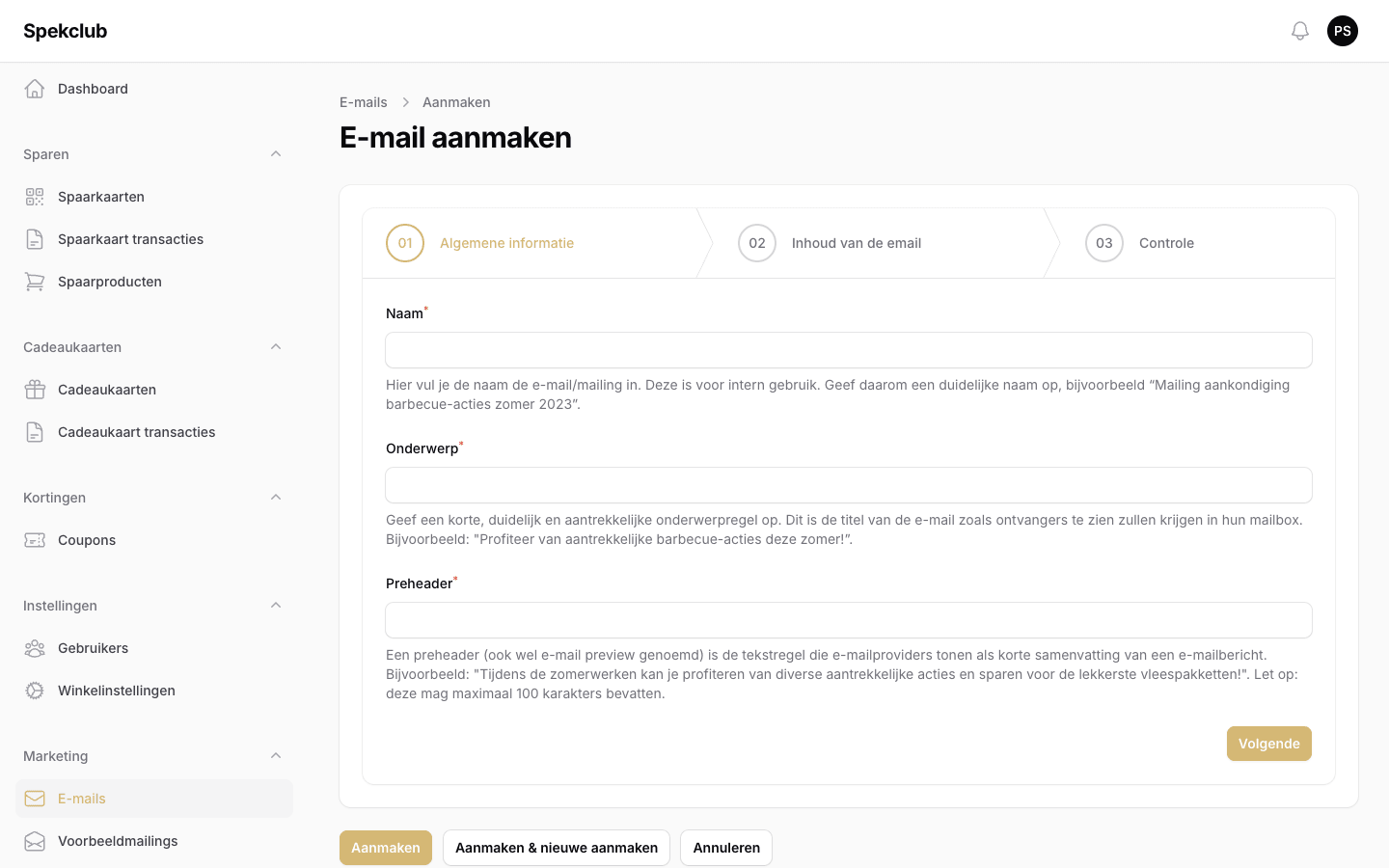 De drie stappen om een e-mail te maken