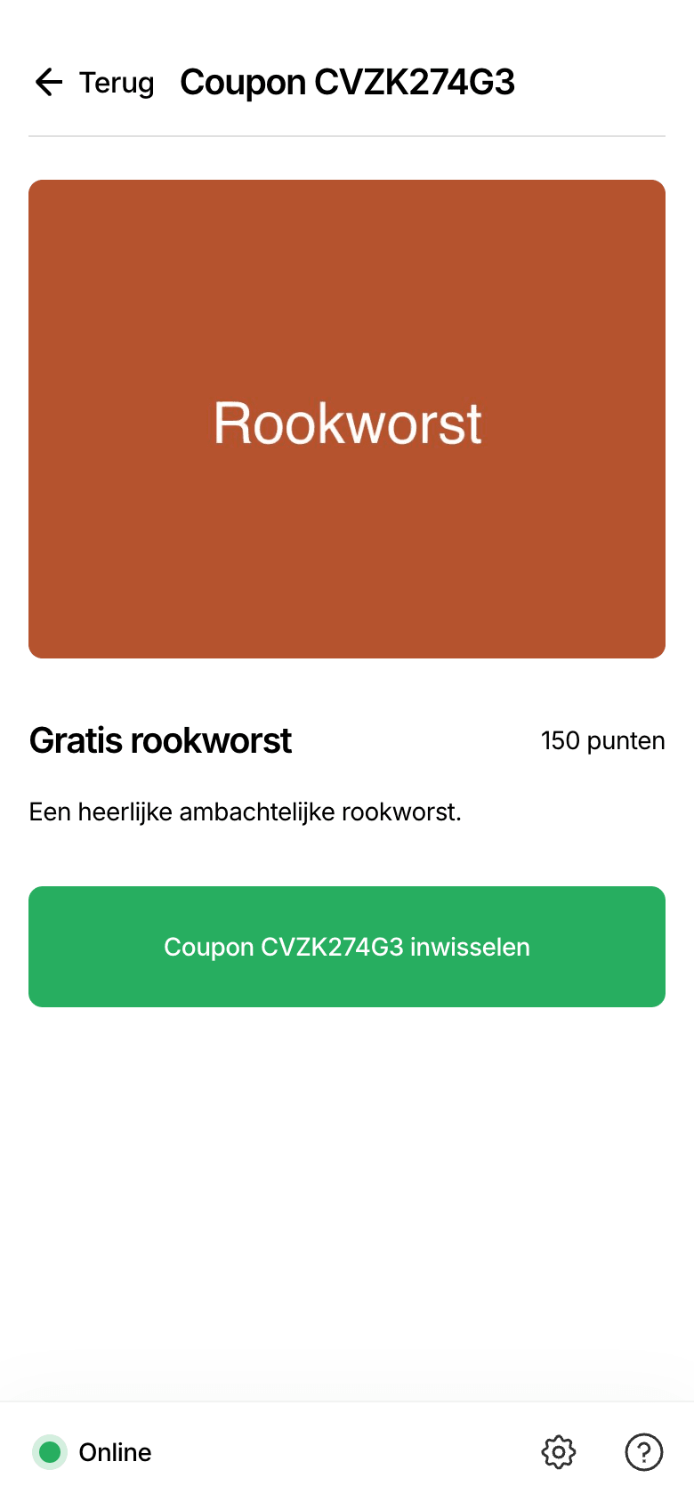 Het scherm van een coupon