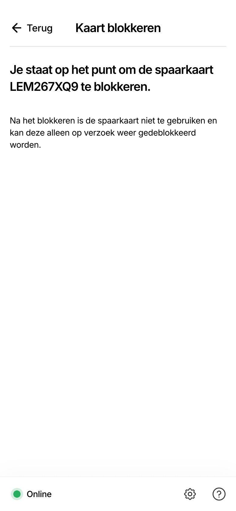 Het scherm Kaart blokkeren