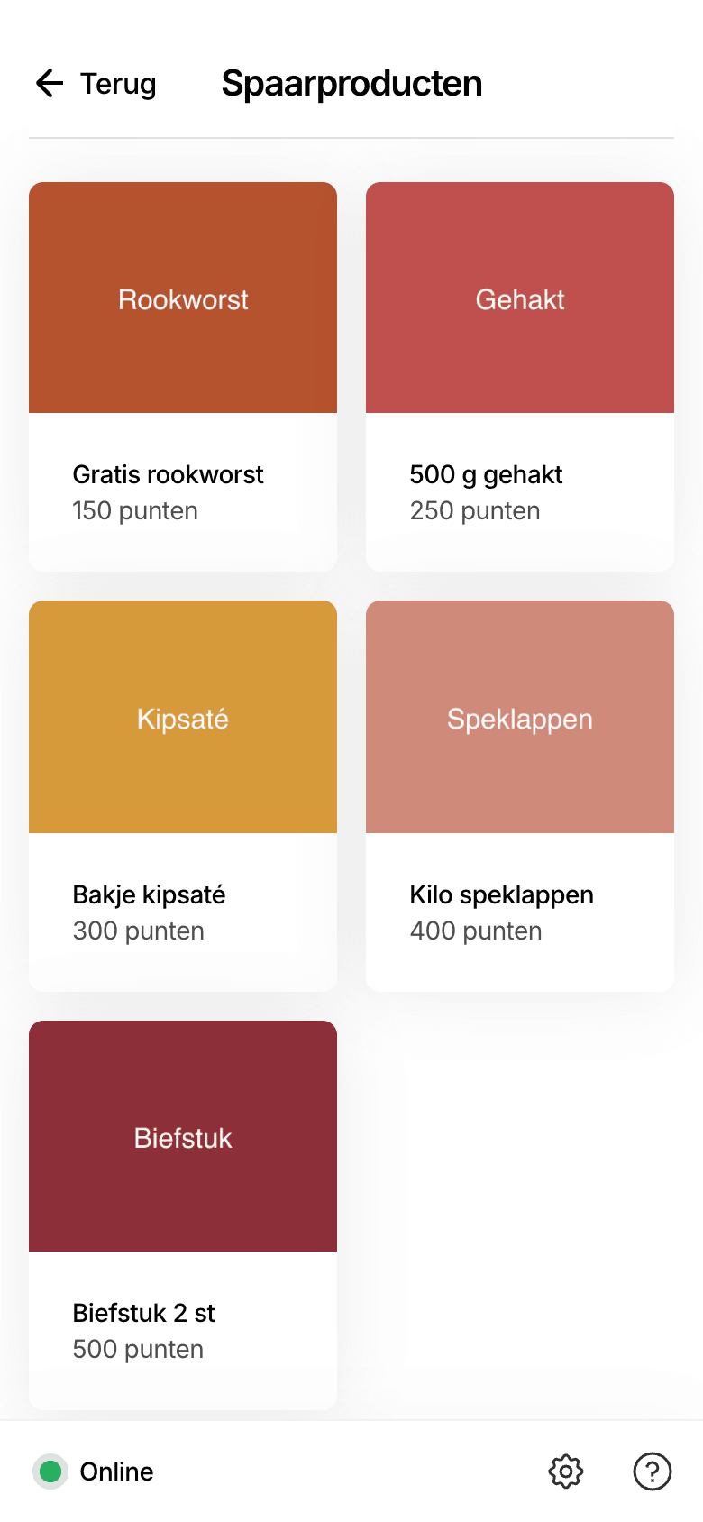 De lijst met spaarproducten